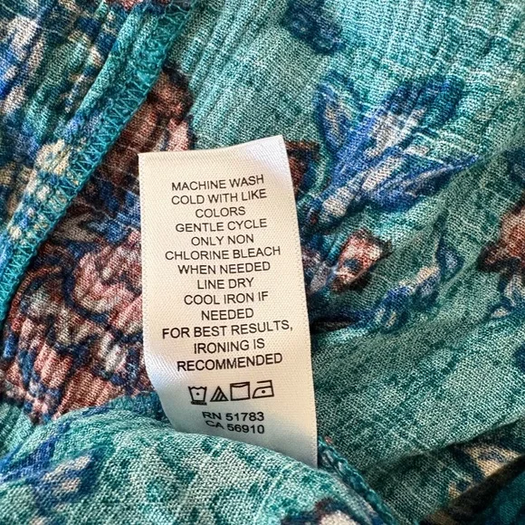Large Maurices Teal Floral Mixed Print Kimono - Picture 10 of 12
